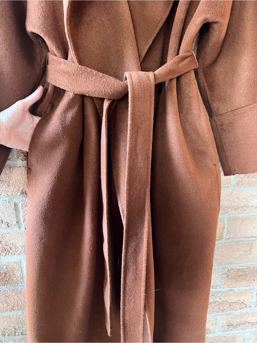 ZARA ZW Collection Limited Edition Wool Blend Belted Maxi Coat Brown L NWT - Picture 6 of 16